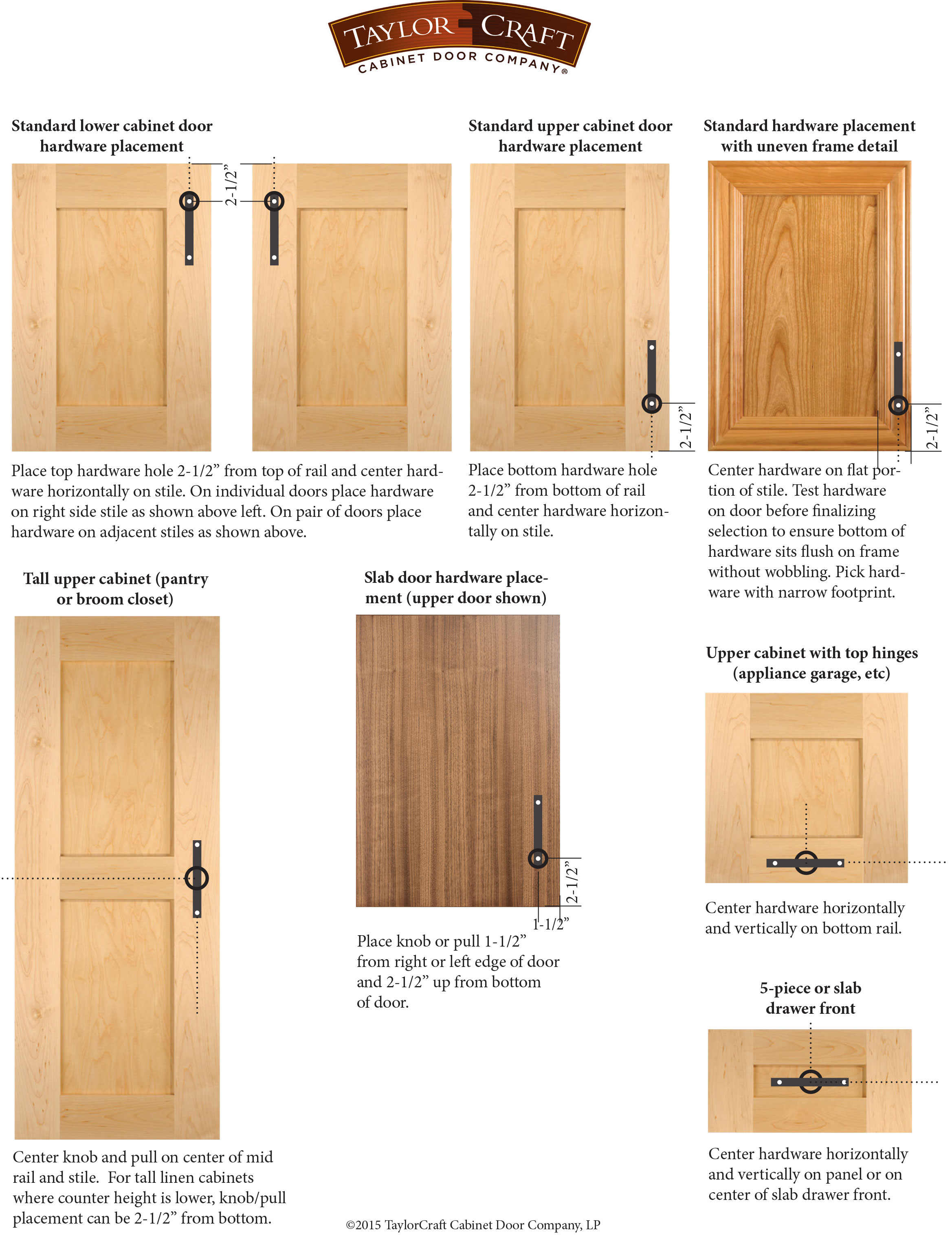 Cabinet Door Hardware Placement Guidelines - TaylorCraft Cabinet Door Company