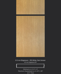 0.5mm Edgebanded Rift White Oak Veneer cabinet door with vertical grain drawer front