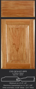 Cope and Stick Cabinet Door C101 OE14-IE7-RP11 Cherry, Select and slab drawer front with OE14