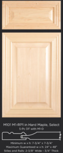 M101mitered door with M1 and RP1 in Hard Maple, Select and 5 pc drawer front with M1-D