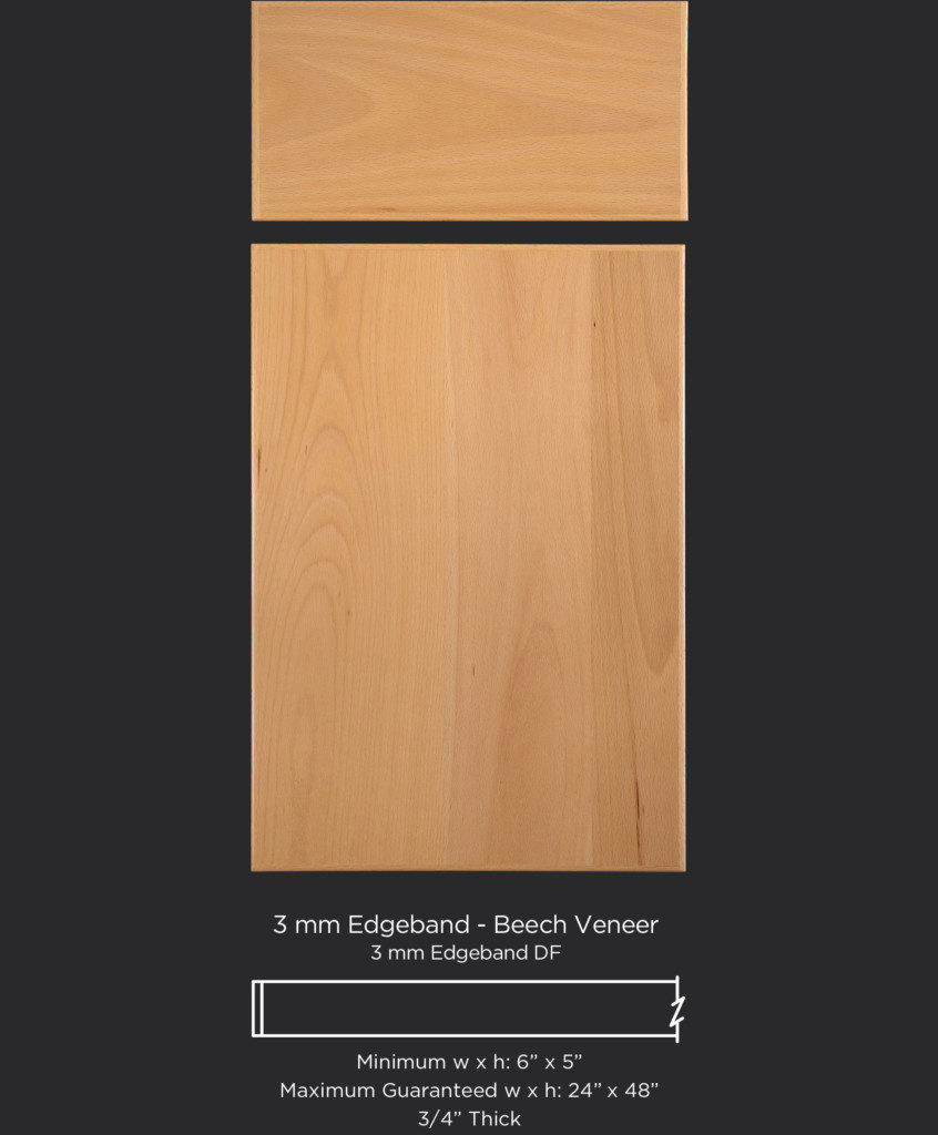 3 mm edgebanded beech veneer door and drawer front