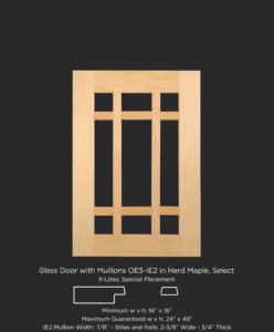 C101 Glass door with 9 lites, OE5, IE2 in Hard Maple Select