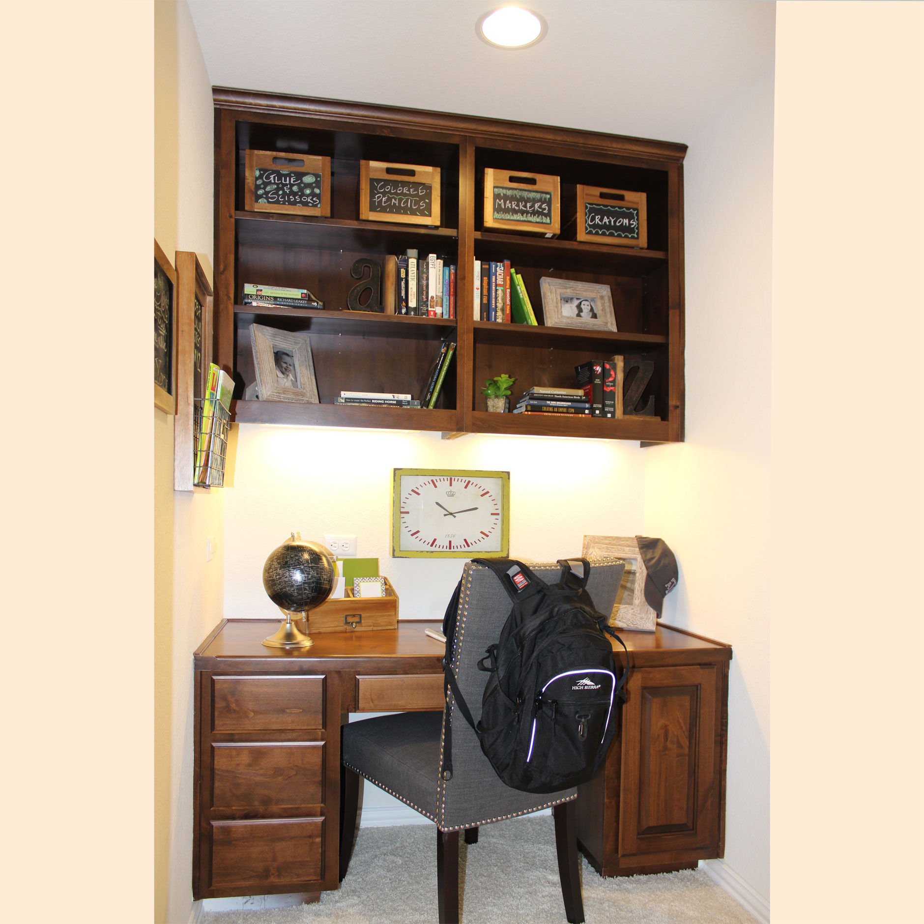 Built-in desk workstation with bookshelves in alder - doors by TaylorCraft Cabinet Door Company