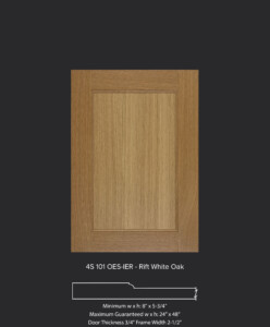 4S 101 cabinet door with square OES and rounded IER profiles in rift white oak with 2-1/2" frame