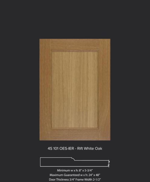 4S 101 cabinet door with square OES and rounded IER profiles in rift white oak with 2-1/2" frame