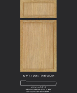 4S 101 1" Shaker in Rift White Oak- Skinny Shaker cabinet door look
