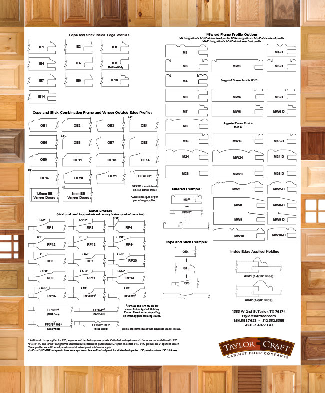 Cabinet Door Profiles - TaylorCraft Cabinet Door Company