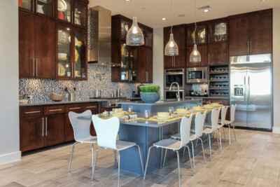 kitchen modern edgebanded veneer doors gray island