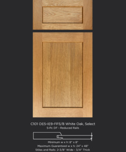 Cope and Stick Cabinet Door C101 OE5-IE9-FP3/8 in White Oak Select
