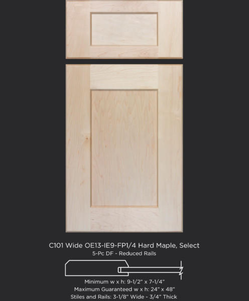 Cope and Stick Cabinet Door C101 OE13-IE9-FP1/4 Hard Maple Select