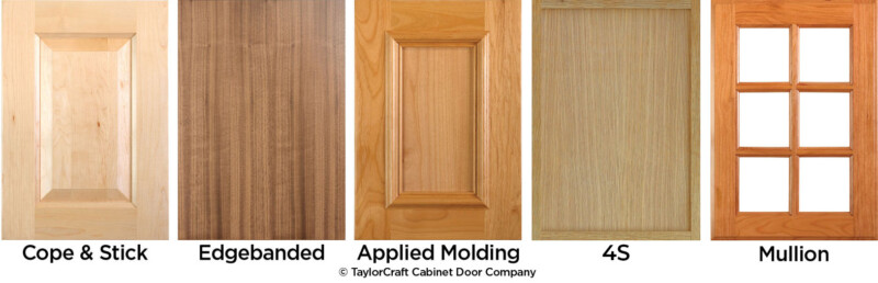 Cabinet door styles and cabinet door construction types and options