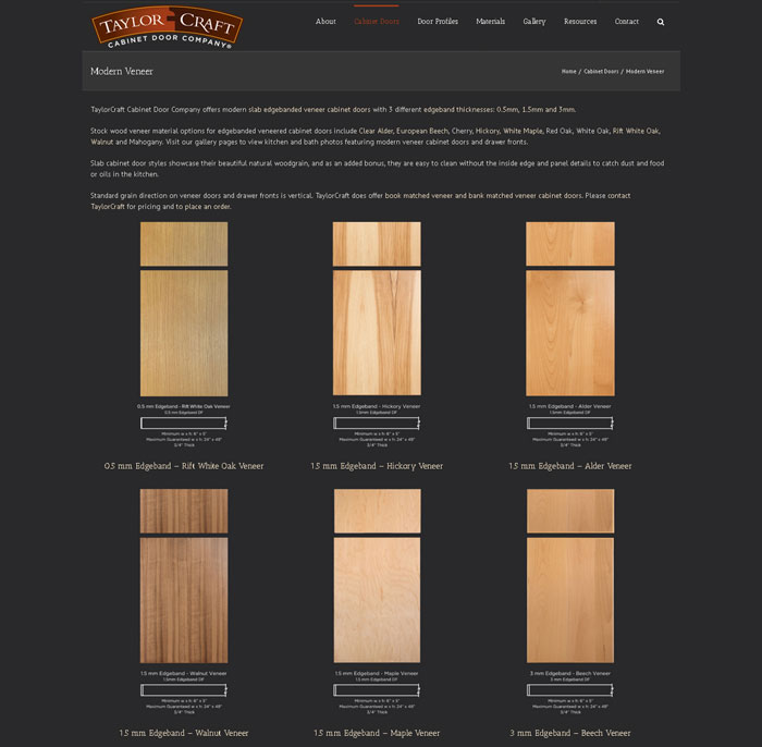 Modern edgebanded veneer cabinet doors