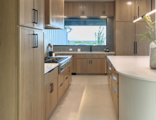 Modern transitional white oak kitchen cabinets