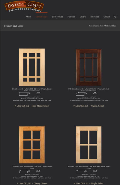 Mullion and glass cabinet doors page