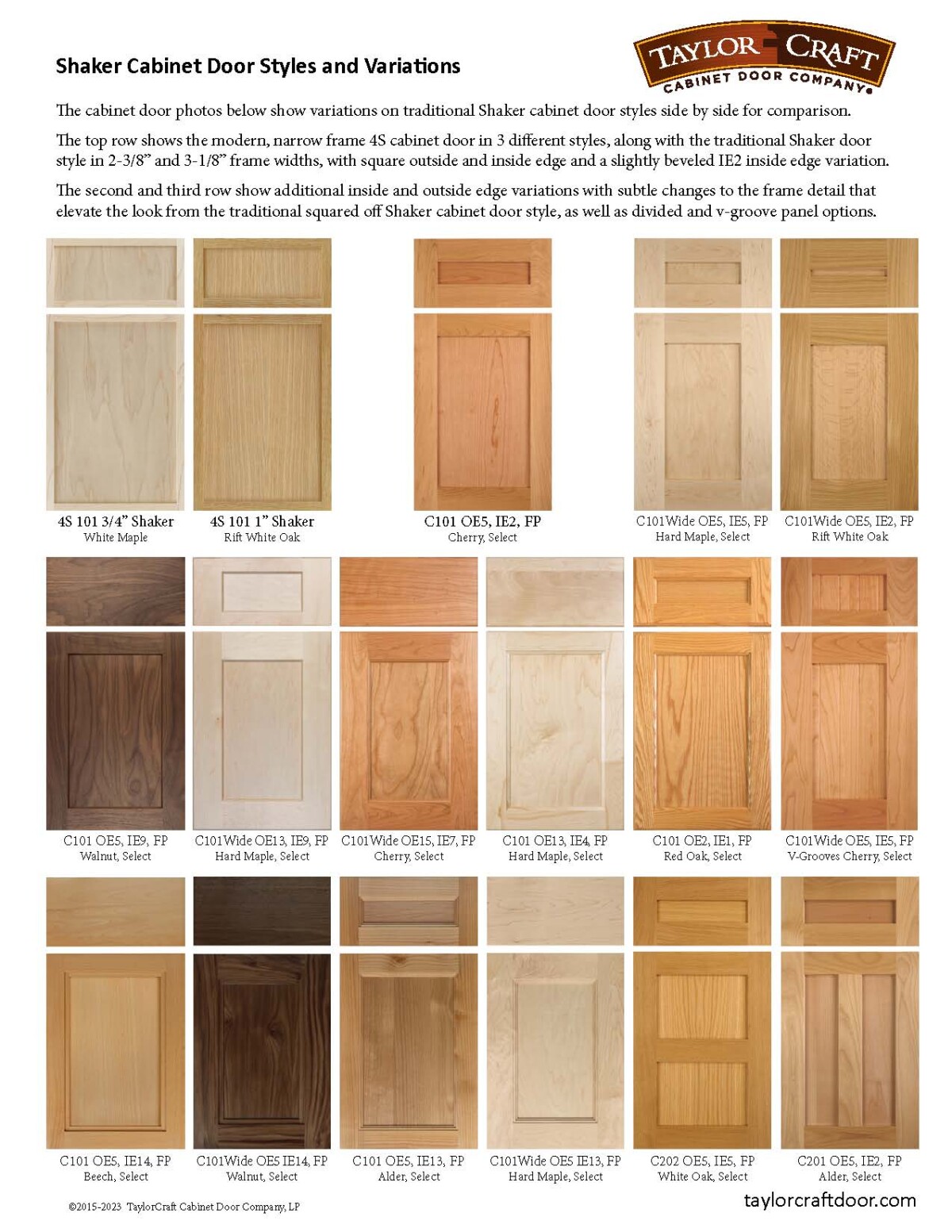 Shaker Cabinet Door Styles - TaylorCraft Cabinet Door Company