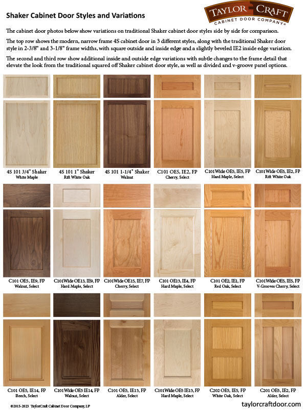 Shaker cabinet door styles, options and variations