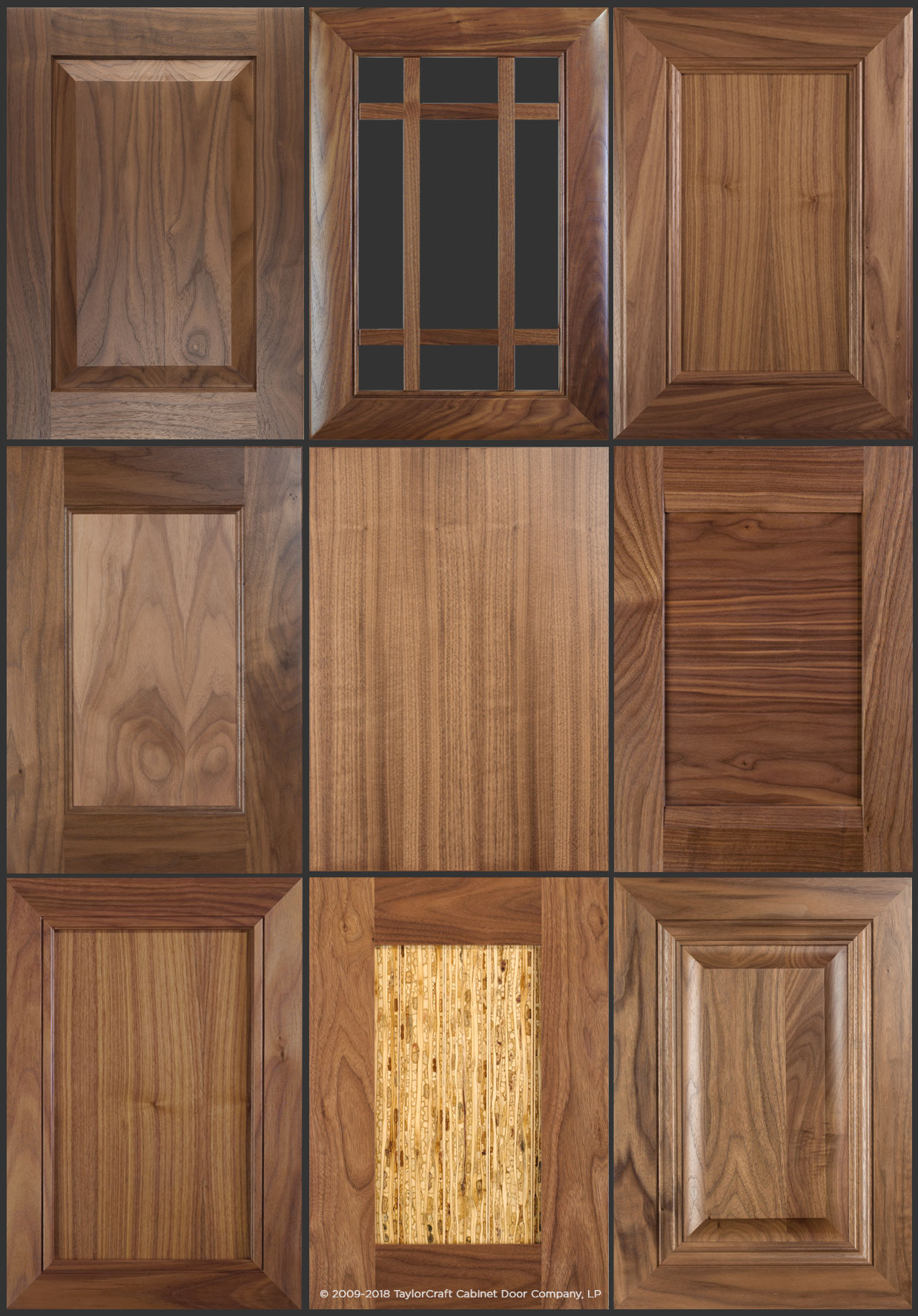walnut cabinet doors by TaylorCraft Cabinet Door Company